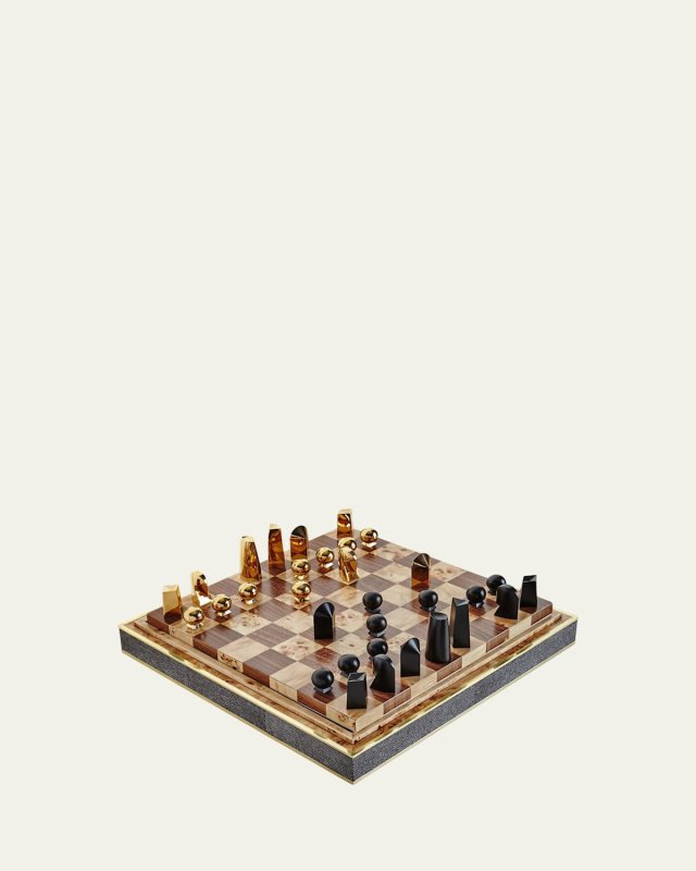 Faux Shagreen Chess Set